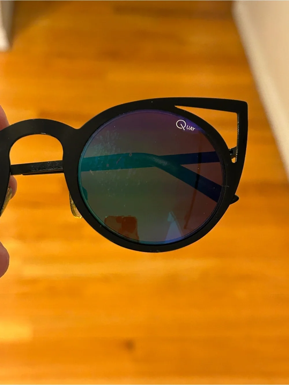 Quay Black Cat Eye Sunglasses with Mirrored Lenses